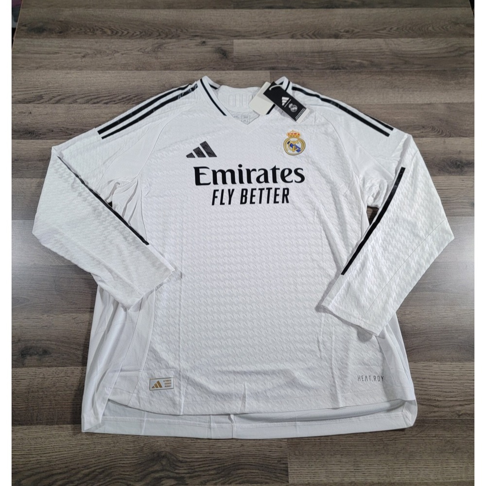 Adidas Authentic Real Madrid Home Soccer Jersey 24/25 2XL White Long Sleeve NWT